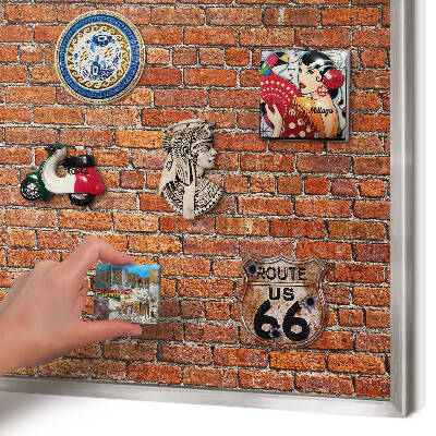 Lavagna magnetica decorativa da parete in colore argento Motivo a mattoni