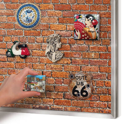 Lavagna magnetica decorativa da parete in colore argento Motivo a mattoni