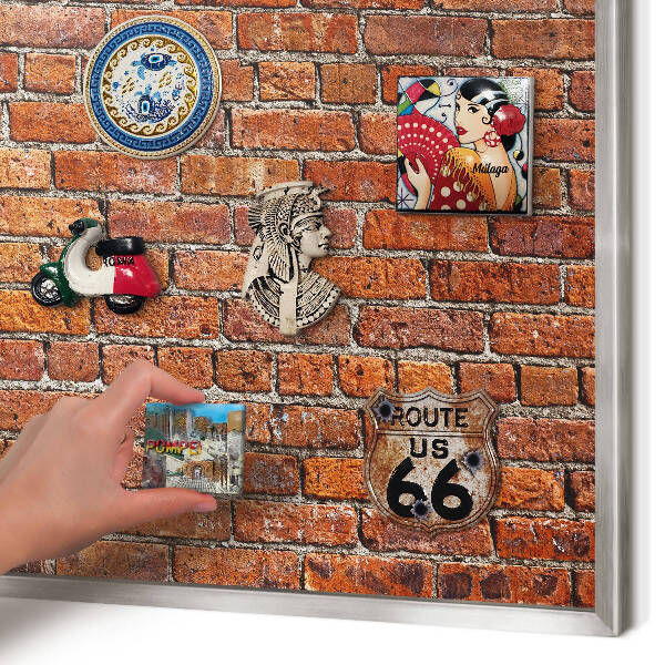 Lavagna magnetica decorativa da parete in colore argento Motivo a mattoni