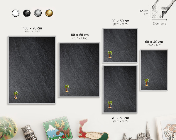 Lavagna per calamite con cornice d'argento Texture grigia