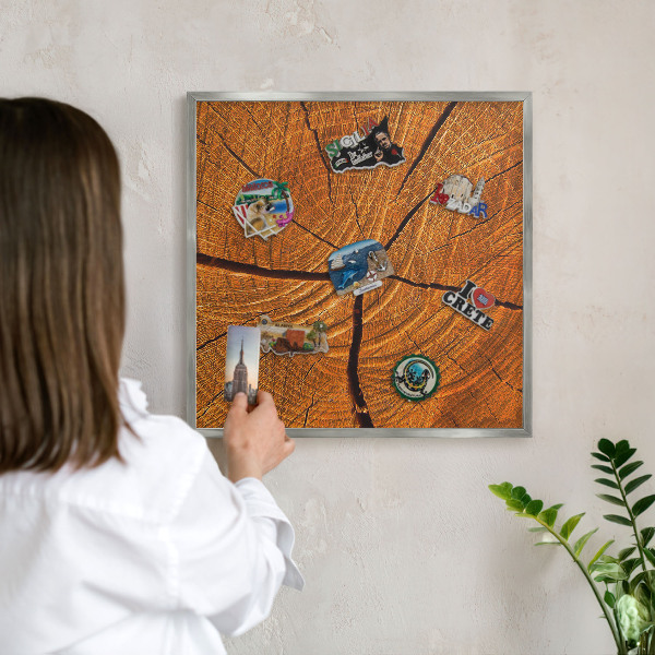 Lavagna magnetica decorativa da parete in colore argento Venature del legno