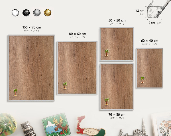 Lavagna magnetica decorativa da parete in colore argento Trama effetto legno
