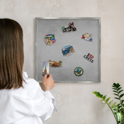 Lavagna magnetica decorativa da parete in colore argento Nebbia argentea