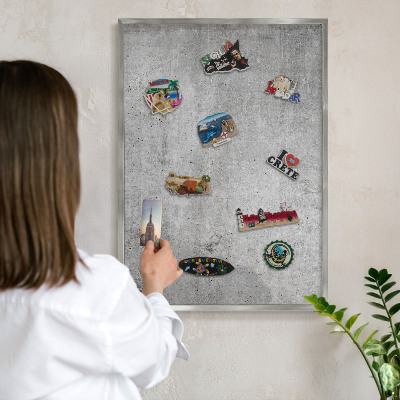Lavagna magnetica decorativa da parete in colore argento Minimalismo concreto