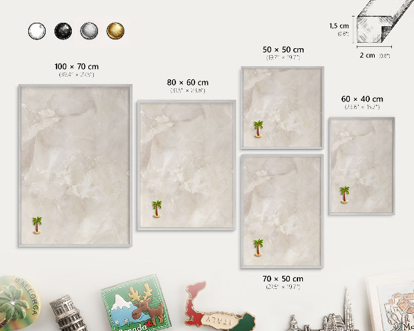 Lavagna magnetica decorativa da parete in colore argento Marmo beige