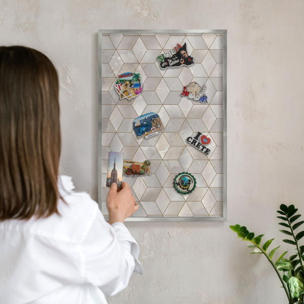 Lavagna magnetica decorativa da parete in colore argento Sfondo chl