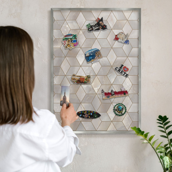 Lavagna magnetica decorativa da parete in colore argento Sfondo chl