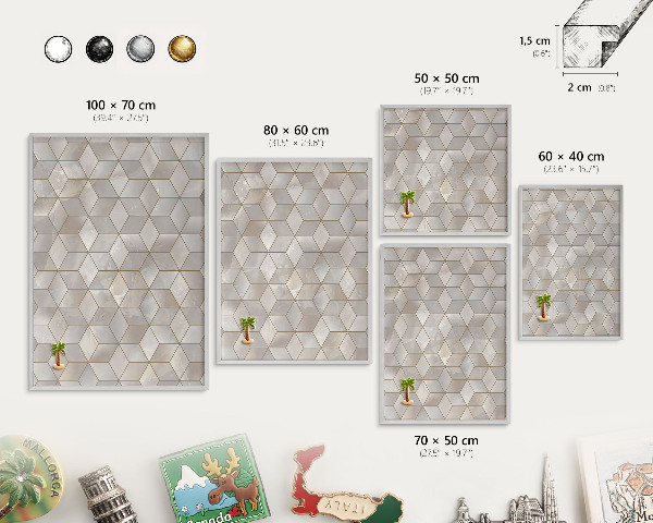 Lavagna magnetica decorativa da parete in colore argento Sfondo chl