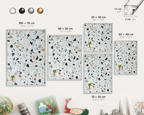 Lavagna magnetica decorativa da parete in colore argento Modelli dinamici