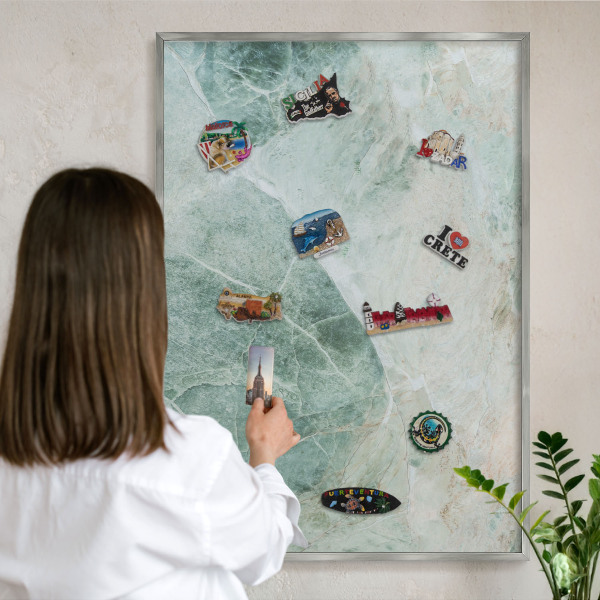 Lavagna magnetica decorativa da parete in colore argento Texture verdi
