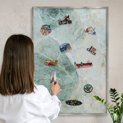 Lavagna magnetica decorativa da parete in colore argento Texture verdi