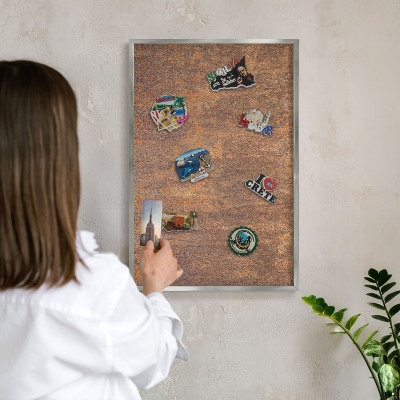 Lavagna magnetica decorativa da parete in colore argento Eleganza arrugginita