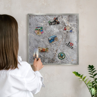 Lavagna magnetica decorativa da parete in colore argento Marmo aggiunto