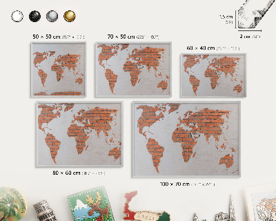 Lavagna magnetica decorativa da parete in colore argento Mappa dei mattoni