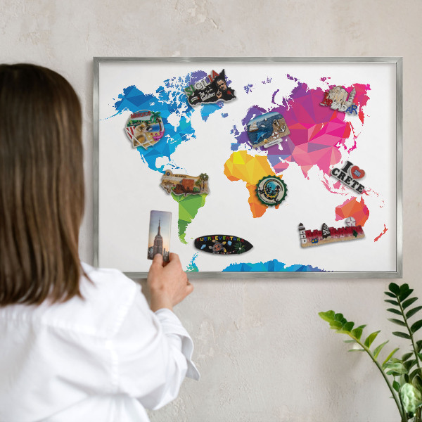 Lavagna per calamite con cornice d'argento Mappa a colori