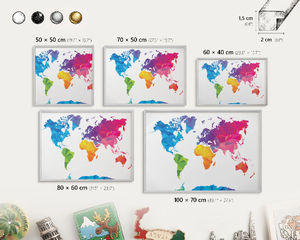 Lavagna per calamite con cornice d'argento Mappa a colori