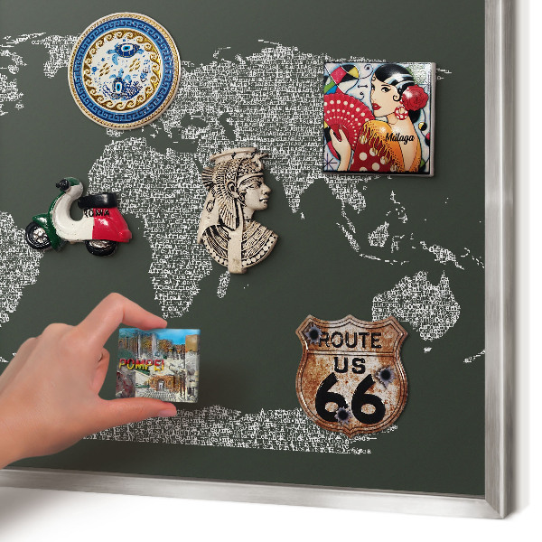 Lavagna magnetica decorativa da parete in colore argento Mappa testuale