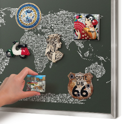 Lavagna magnetica decorativa da parete in colore argento Mappa testuale