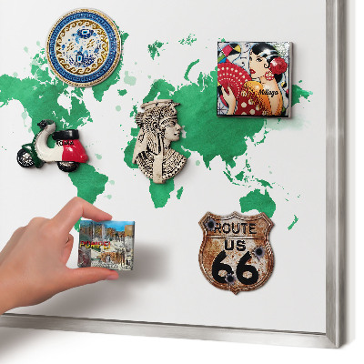 Lavagna magnetica decorativa da parete in colore argento Mappa verde