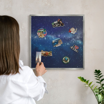Lavagna magnetica decorativa da parete in colore argento Spazio stellare