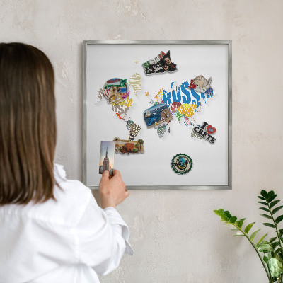 Lavagna magnetica decorativa da parete in colore argento Mappa a colori
