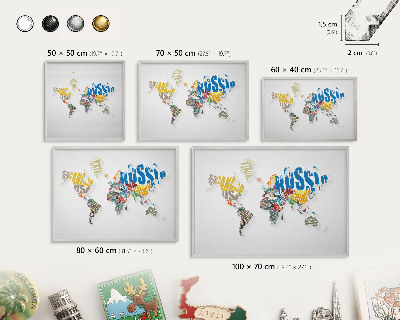 Lavagna magnetica decorativa da parete in colore argento Mappa a colori