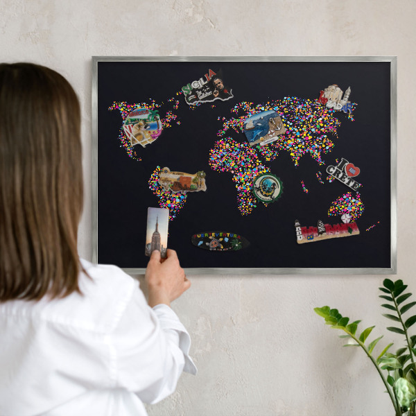 Lavagna per calamite con cornice d'argento Mappa a colori