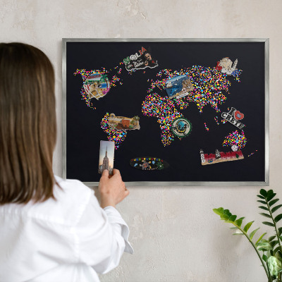 Lavagna per calamite con cornice d'argento Mappa a colori