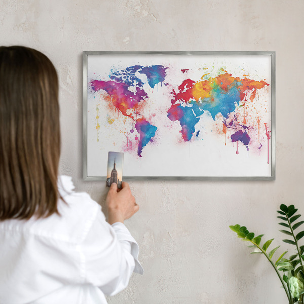 Lavagna per calamite con cornice d'argento Mappa a colori
