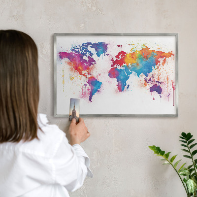 Lavagna per calamite con cornice d'argento Mappa a colori