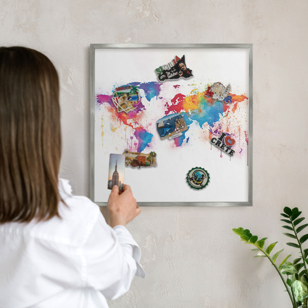 Lavagna per calamite con cornice d'argento Mappa a colori