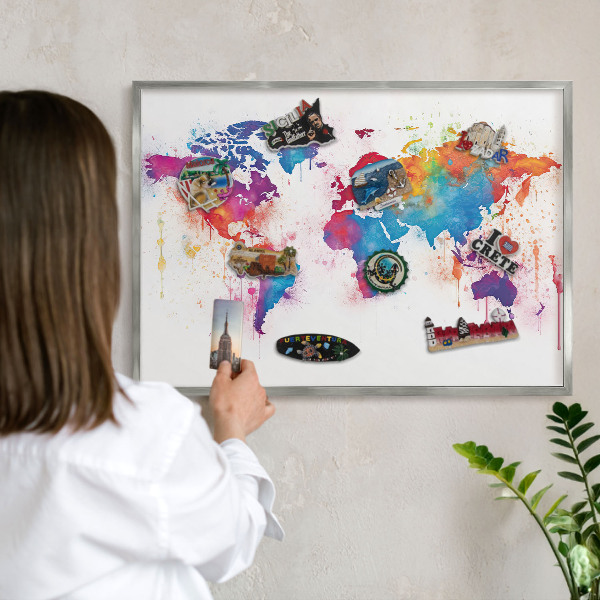 Lavagna per calamite con cornice d'argento Mappa a colori