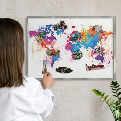 Lavagna per calamite con cornice d'argento Mappa a colori