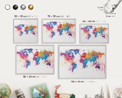 Lavagna per calamite con cornice d'argento Mappa a colori