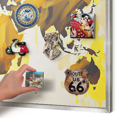 Lavagna magnetica decorativa da parete in colore argento Mappa del mondo