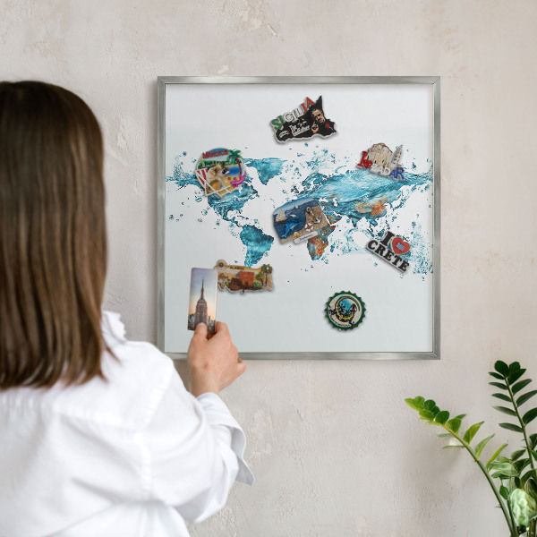 Lavagna per calamite con cornice d'argento Mappa delle acque