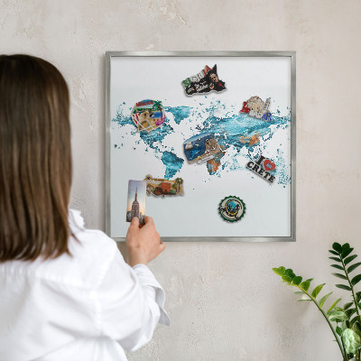 Lavagna per calamite con cornice d'argento Mappa delle acque
