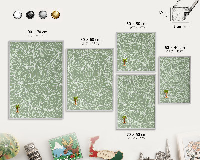 Lavagna magnetica decorativa da parete in colore argento Foglie tropicali