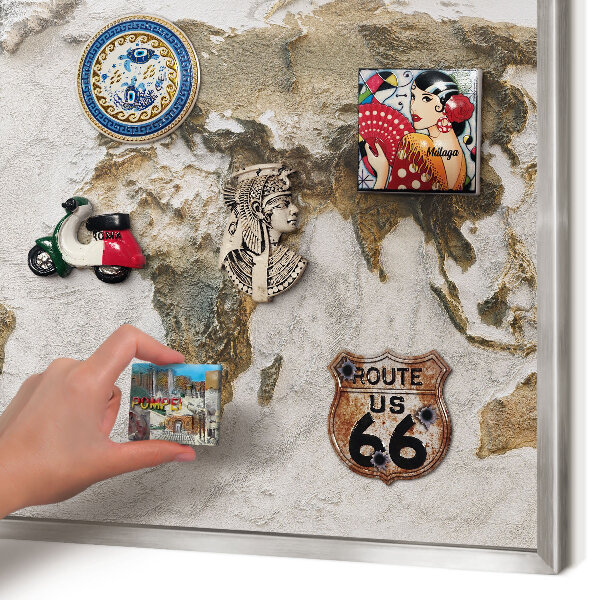 Lavagna magnetica decorativa da parete in colore argento Mappa altimetrica