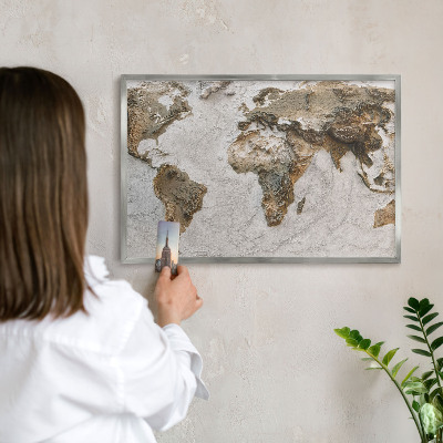 Lavagna magnetica decorativa da parete in colore argento Mappa altimetrica