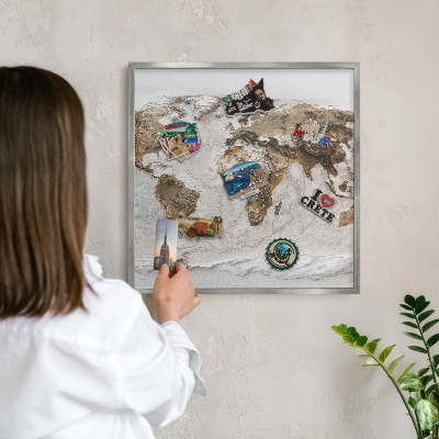 Lavagna magnetica decorativa da parete in colore argento Mappa altimetrica