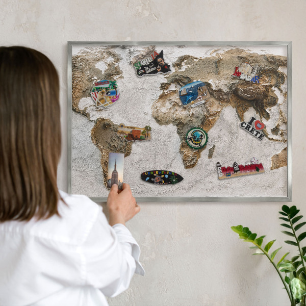 Lavagna magnetica decorativa da parete in colore argento Mappa altimetrica