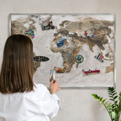 Lavagna magnetica decorativa da parete in colore argento Mappa altimetrica