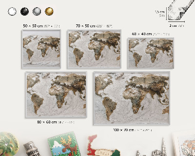 Lavagna magnetica decorativa da parete in colore argento Mappa altimetrica