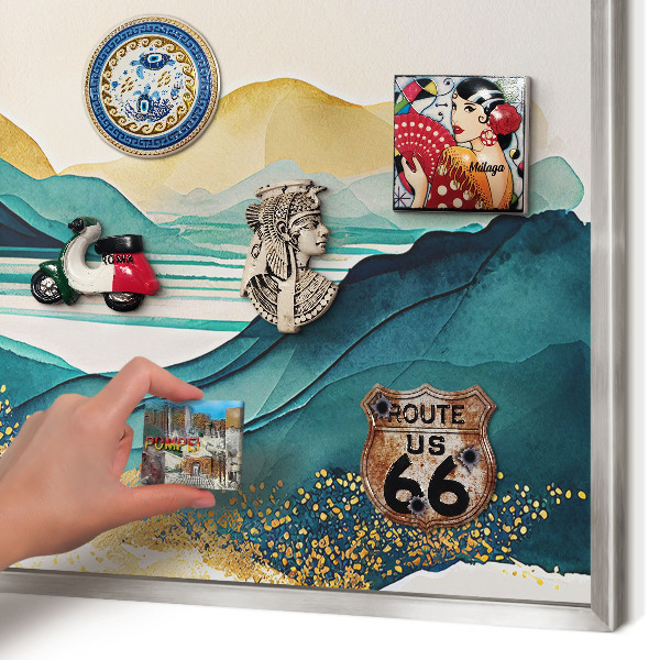 Lavagna magnetica decorativa da parete in colore argento Una vista serena