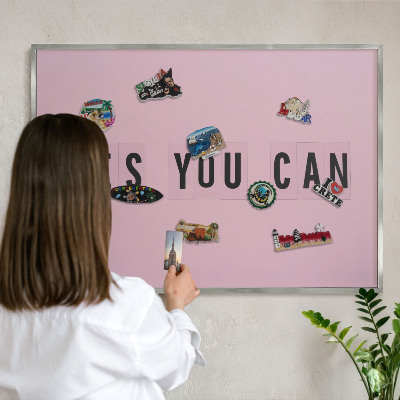 Lavagna magnetica decorativa da parete in colore argento Motivazione quotidiana