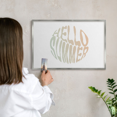 Lavagna magnetica decorativa da parete in colore argento Ciao estate