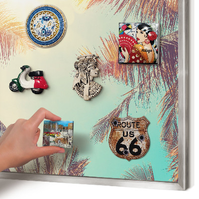Lavagna magnetica decorativa da parete in colore argento Paradiso tropicale