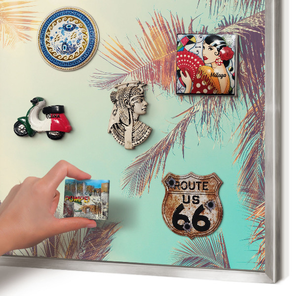 Lavagna magnetica decorativa da parete in colore argento Paradiso tropicale