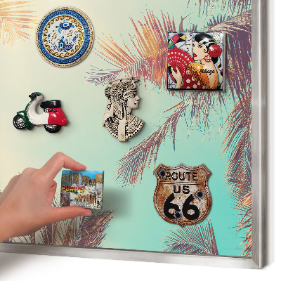 Lavagna magnetica decorativa da parete in colore argento Paradiso tropicale